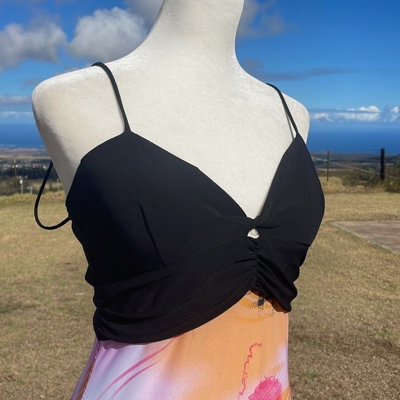 Y2K 90s VTG Pretty Young Thing Floral maxi Slip dress M - Picture 5 of 9